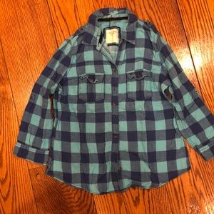 Abercrombie & Fitch blue gingham buttondown